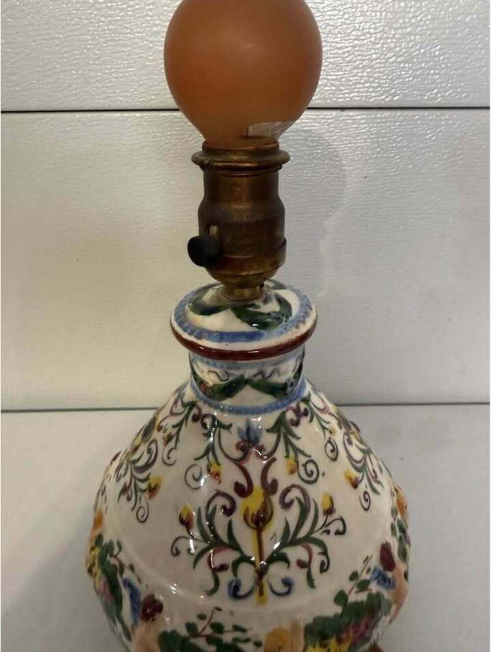 Vintage Hand-Painted Italian Ceramic Lamp Base